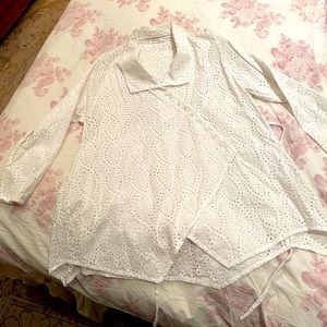 Lovely Krista Larson White Eyelet Lotus Shirt